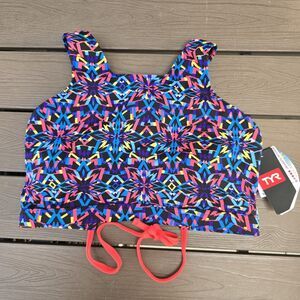 TYR Carnivale Kira Medium Support  Bikini Swim Top Multicolor XL 14/16 New